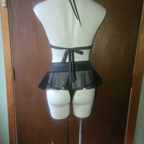 Sexy fishnet two peice bikini top skirt thong - Picture 4 of 4